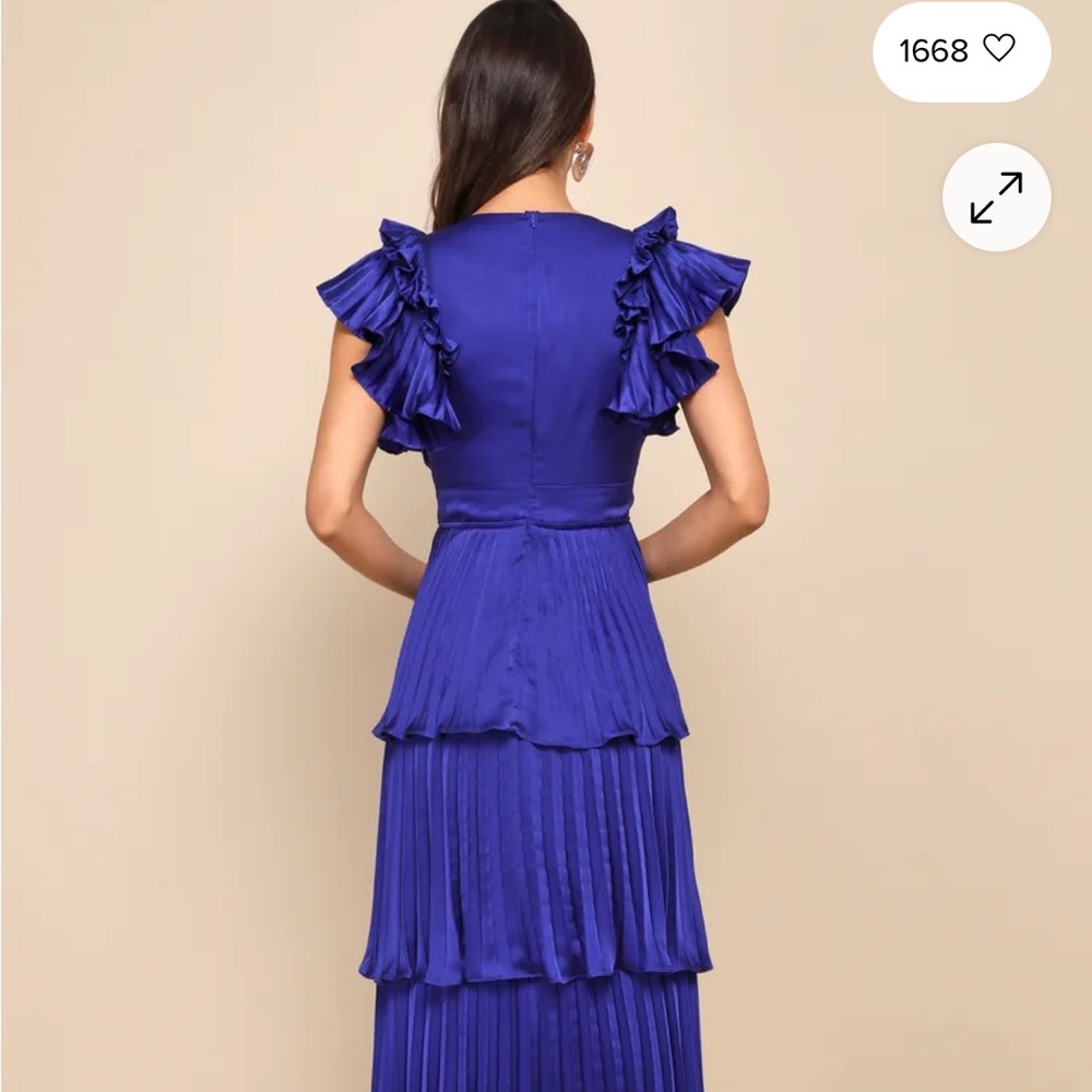 Lulu's Royal Blue Ruffled Maxi Dress - Picture 4 of 4